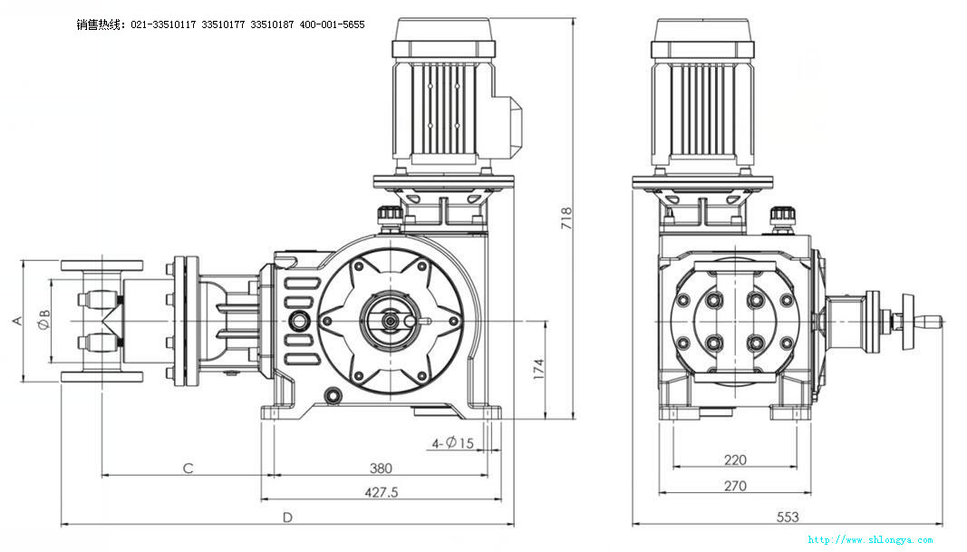 JSD系列柱塞式計(jì)量泵安裝尺寸,JSD計(jì)量泵安裝尺寸圖